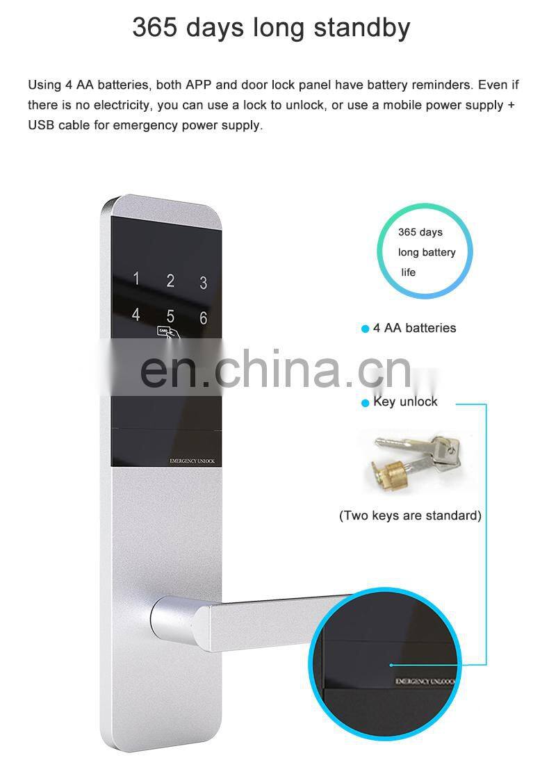 Security Ble Ttlock App Rfid Card Electronic Digital Hotel Lock For Hotel Apartment Airbnb
