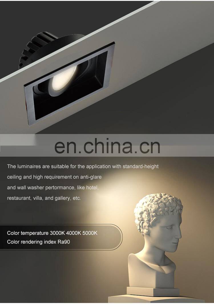 China Manufacturer Aluminum Recessed Mounted Cob 14W 12W Indoor Bedroom Market Led Spotlight