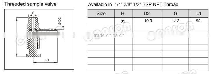 Sanitary Threaded sampling valve