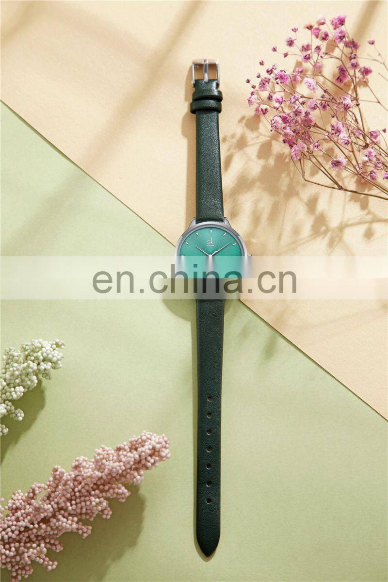 SHENGKE New Fashion Simple Style Temperature Change Color Women Watch Sunray Color Change Men Women Quartz Wristwatches