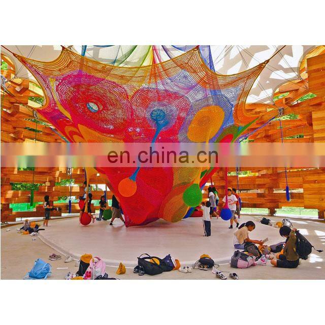 Best selling Kids Indoor Playground Knitted Rainbow Colorful Nylon Crocheted Climbing Net