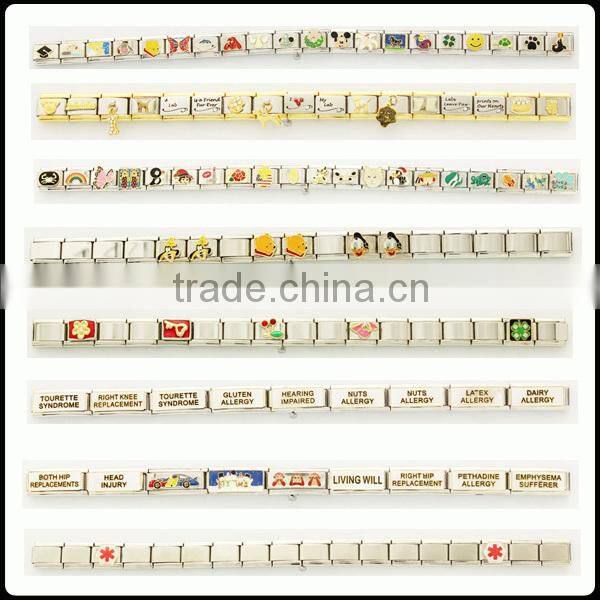 Mother's Day Mom and flower italian charms in 304 stainless steel bracelet