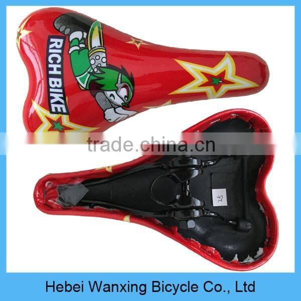Custom colorful road bike saddle / leather and steel bicycle saddle for kids