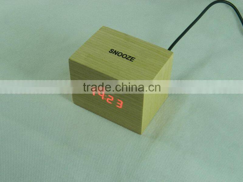 WL0421T Nature Material LED Digital Snooze Indoor Resin Clock