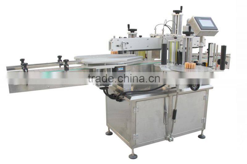 neck labelling machine for flat bottles in india, Linear Liquid glue labeling machine