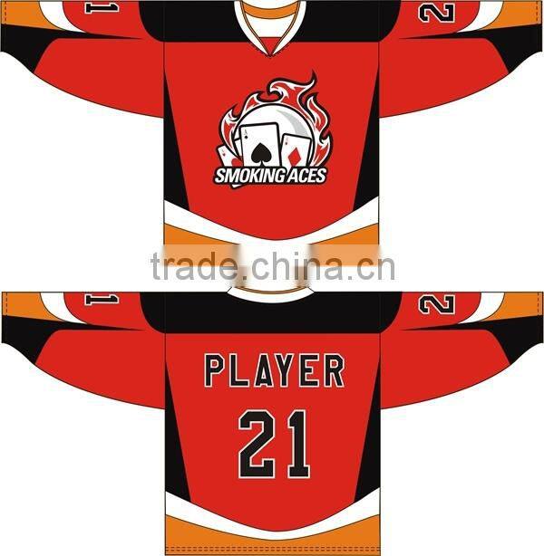 team wear sublimation ice hockey shirts design/ice hockey wear shirt