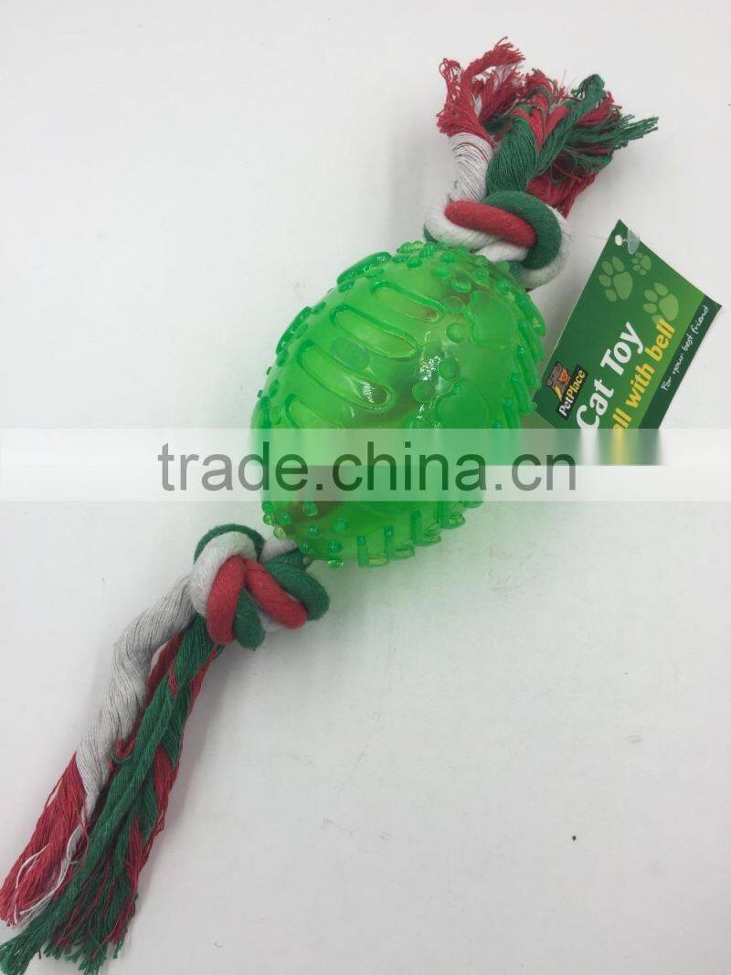 Pet rubber toy,Oval rubber ball,Colorful cotton rope ball toys pet toys for dog chewing
