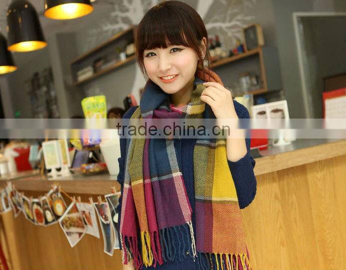 Fashion Plaid Ladies Cashmere Shawl