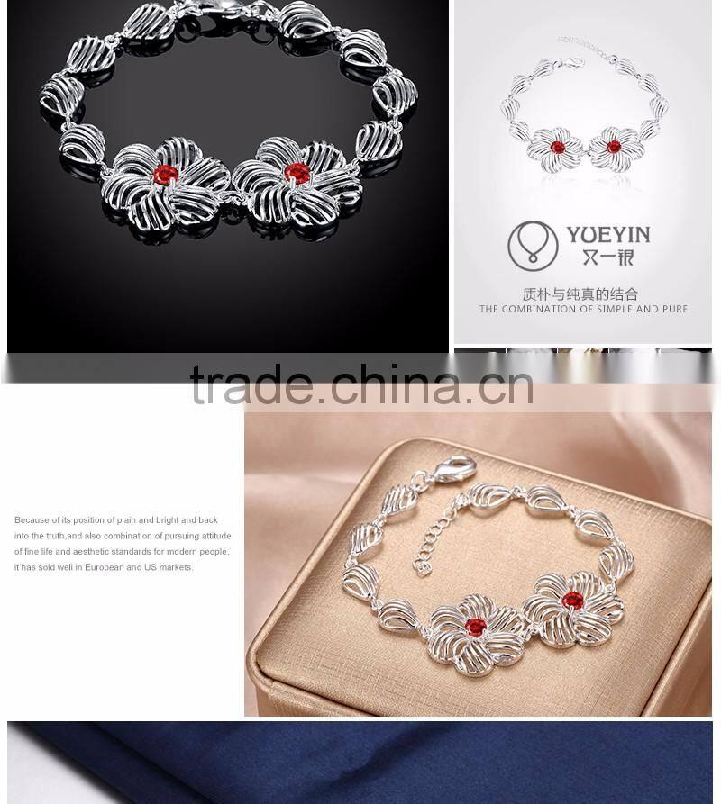 Crystal silver plated bracelets ,flower beads bracelets