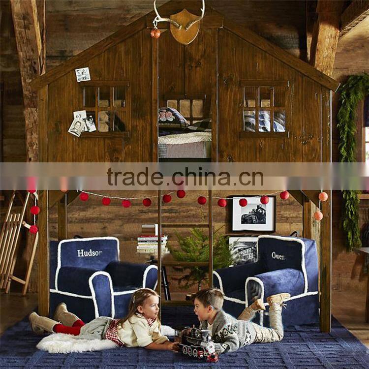 American country style Creative children furniture tree house shape Environment Friendly solid wood bunk bed for customized