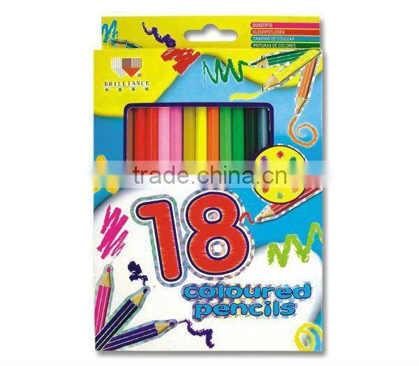 12 Colored Wooden Pencil Round Shape Color Print 7 Inches