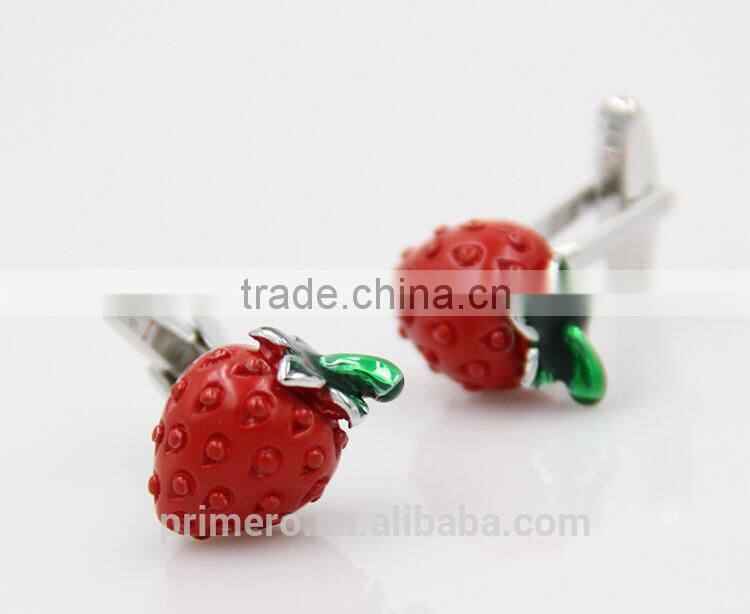 PRIMERO 2015 jewelry acrylic cufflink French shirt romantic strawberry cufflinks