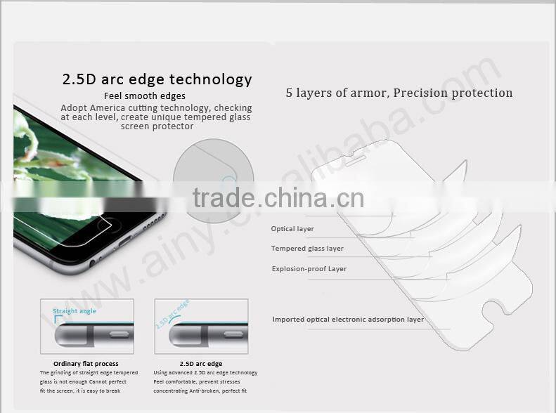 Ainy 2015 new products 0.2mm corning invisible tempered glass screen shield for Samsung Galaxy on7