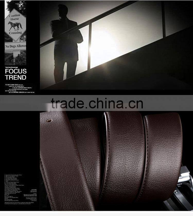 Genuine fashion handcrafted leather double pin belt buckle belt