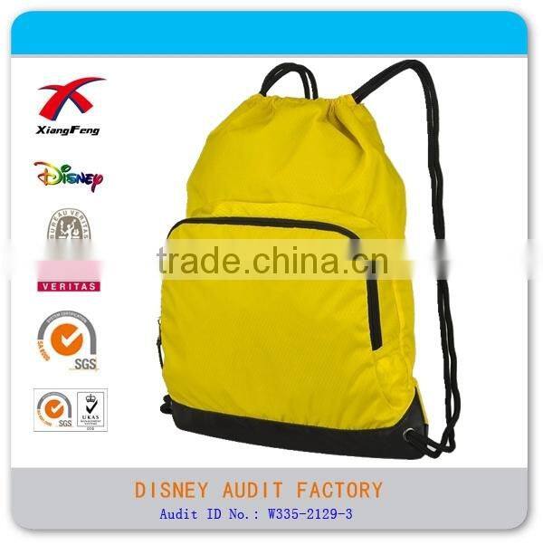 Promotional polyester drawstring foldable folding shopping bag