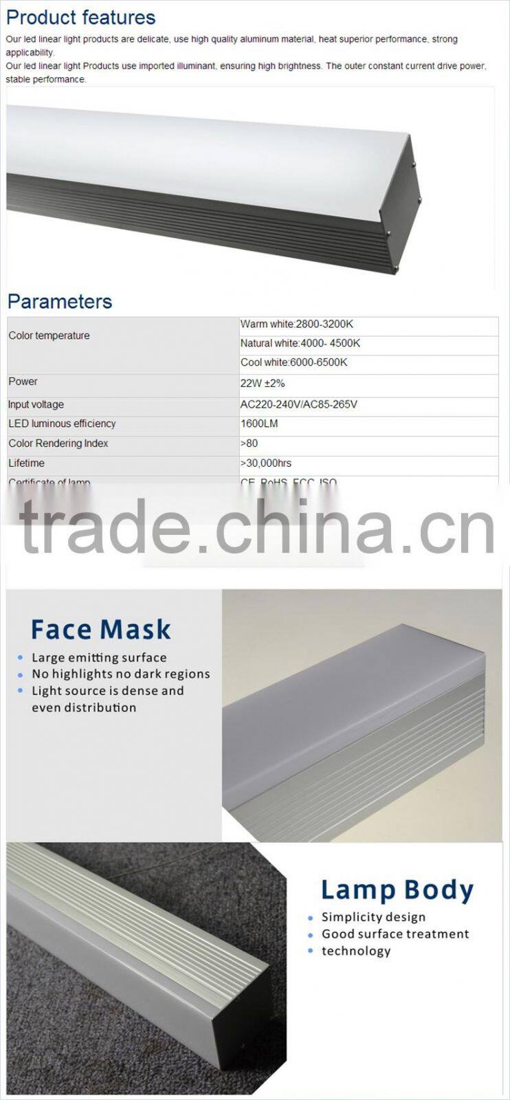pendant led light decoration for office and supermarkets, 2 years warranty