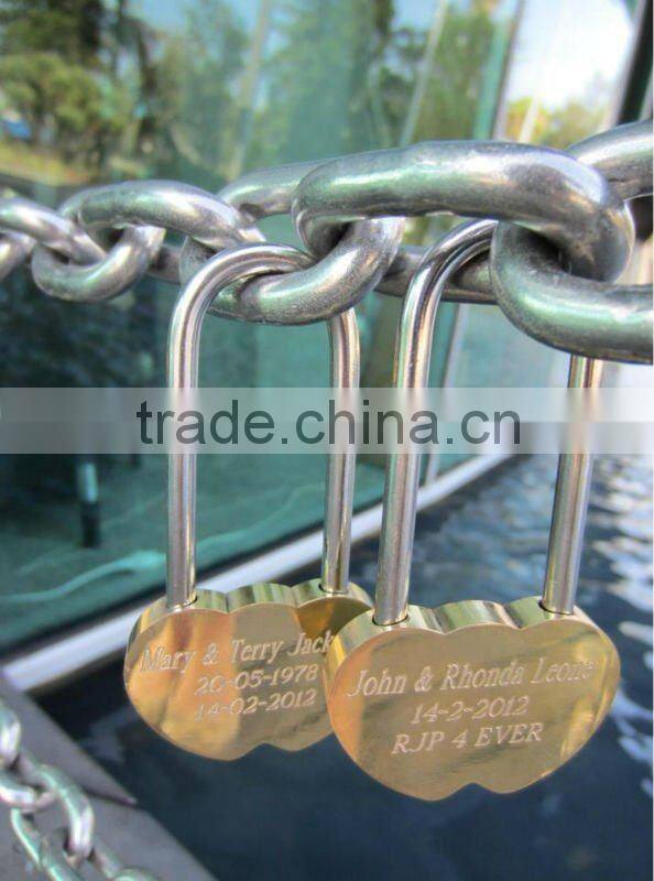 AJF 50MM Fashionable Newest Heart Love Padlock for Wedding or Valentine's Day gift