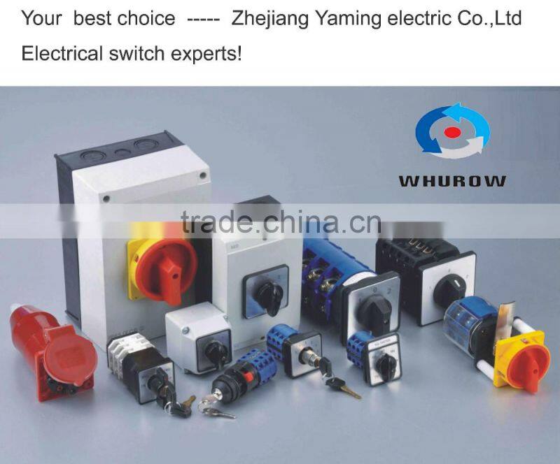 Cam switch YMW26-63/1GS with padlock changeover rotary switch 1 stage 2 positions on-off 4 terminals 63A Ui 690V sliver contacts