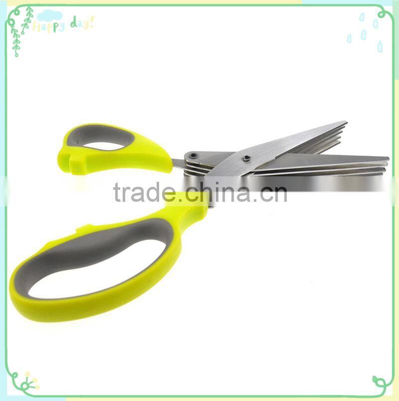 Chop Herbs Shears with Anti-Slip Silicone Coated On The Handle Multipurpose Kitchen Shear 5 Blades
