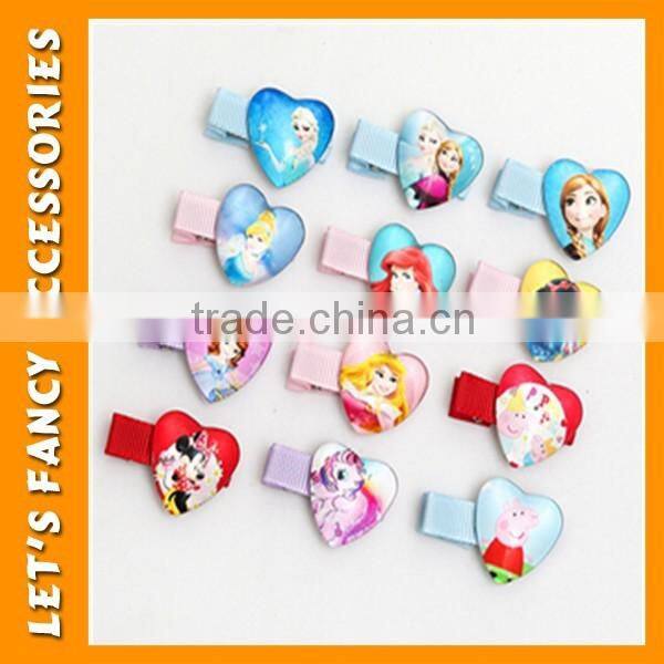 PGHD0368 Girls cartoon hair clips frozen wholesale anna elsa hairpins kids princess headwear heart shape