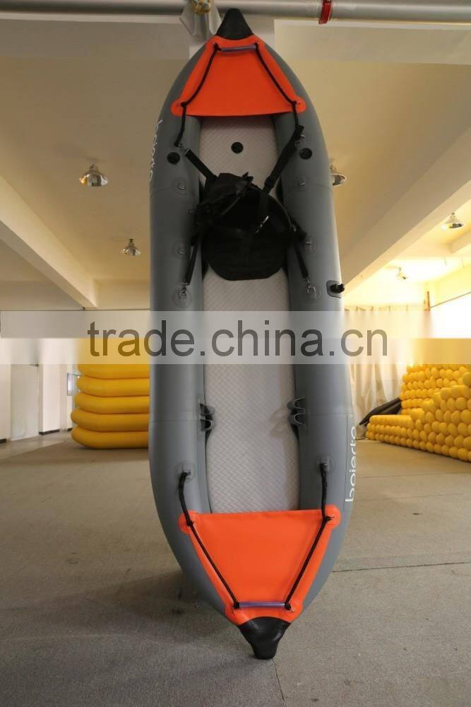 hot!!!(CE) PVC material 12ft 2-passenger inflatable kayak for sale with inflatable thwarts