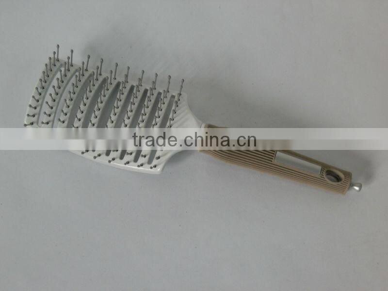 professional curved hair brush with nylon pins