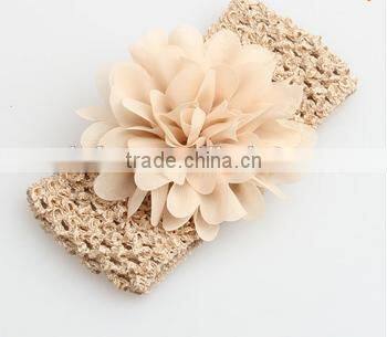 Wholesale cute handmade crochet baby headband with Chiffon flower