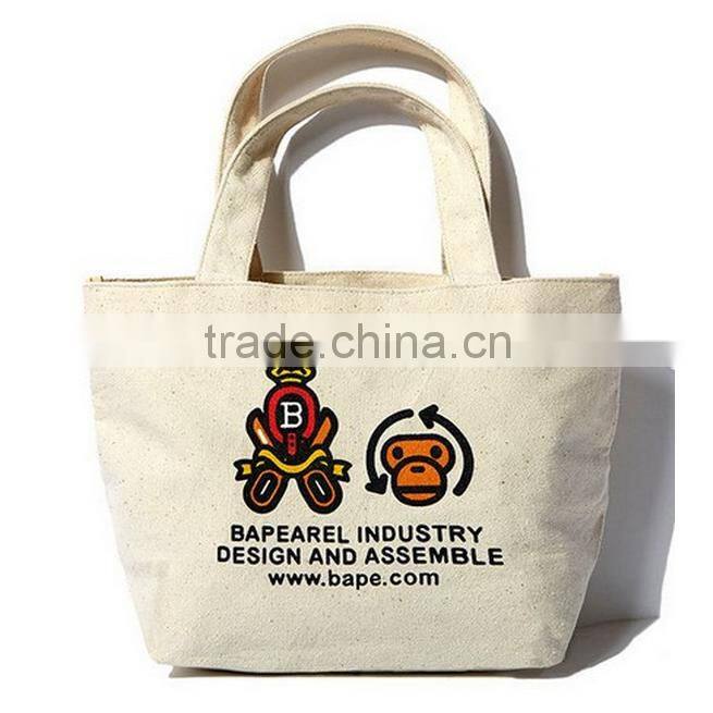 Foldable high quality cotton shopping tote bag with custom logo