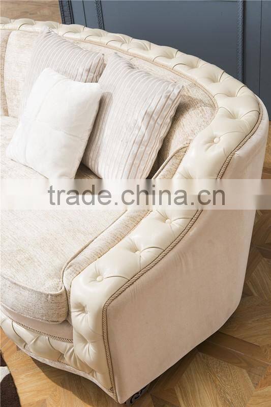 Tufted beige velvet sectional chesterfield sofa set classic italian design AL043