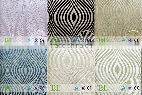 Black flocks natural material wallpaper