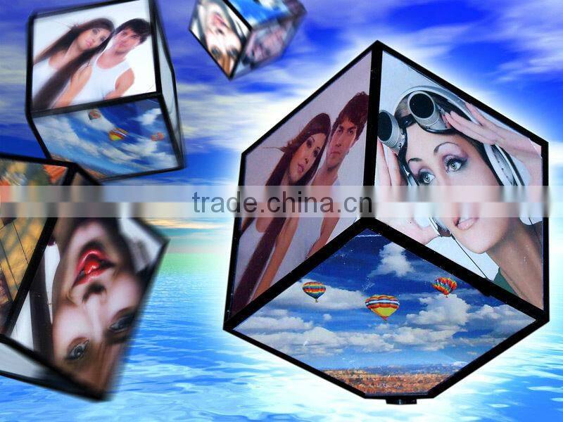 Acrylic MAGIC Rotating Photo Cube 360 Motion 6 Photo Revolving Display New UK