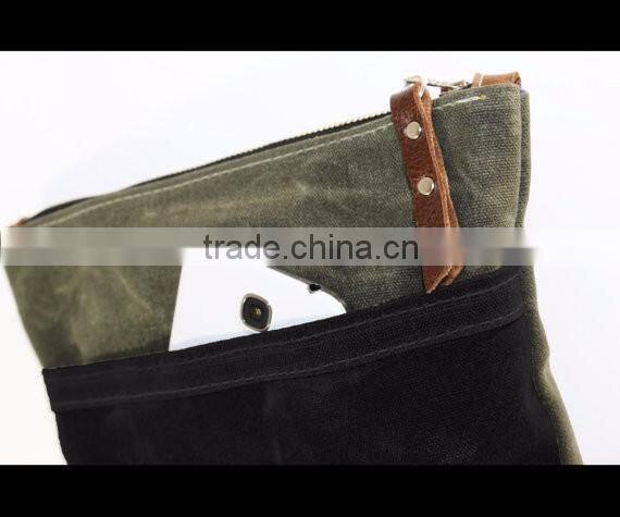 Custom high quality waxed canvas zippered pouch
