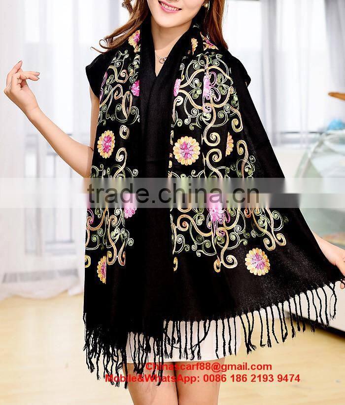 Wholesale embroidered cashmere scarves