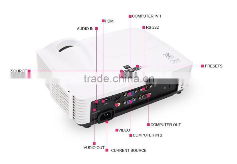 2016 short throw 3000 lumens 3d dlp projector full hd