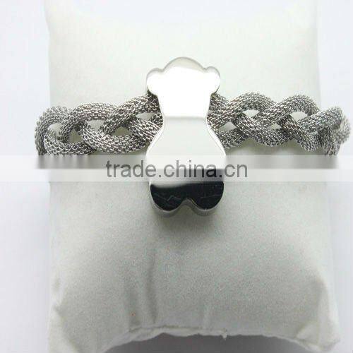wholesale Stainless Steel kids charm bracelets With Teddy Bear Pendant
