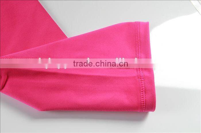 Girls pretty color nylon crop leggings for yoga and dance, sports pant with designed leg openning
