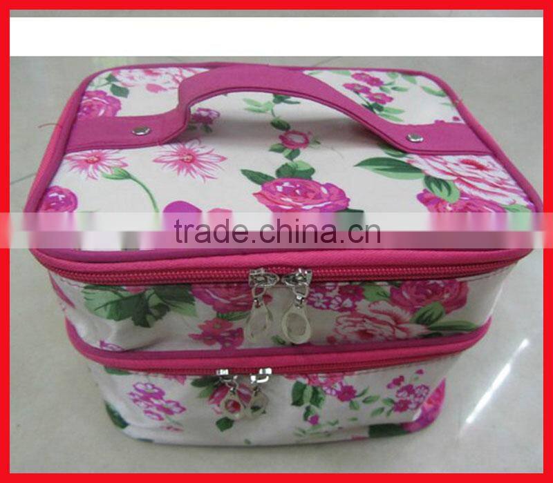 zipper lock leather cosmetic bags travel bag