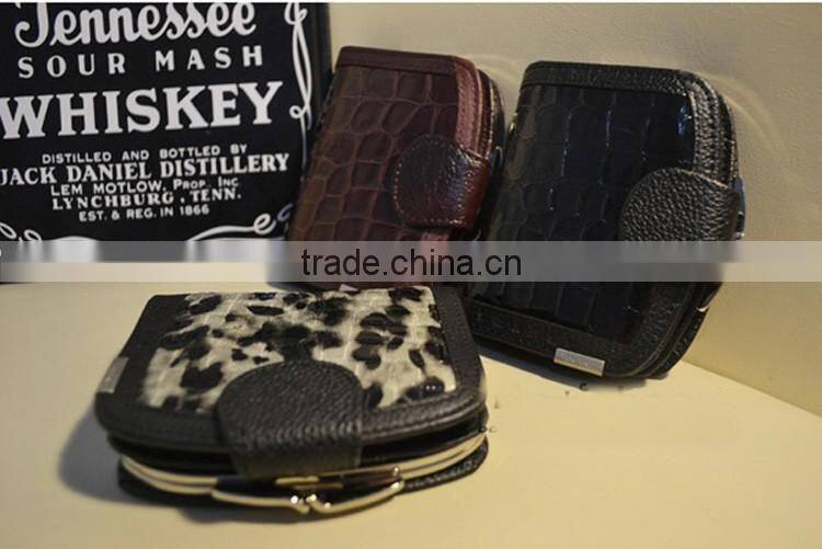 Famous designer clip money wallet with anmial pattern leather