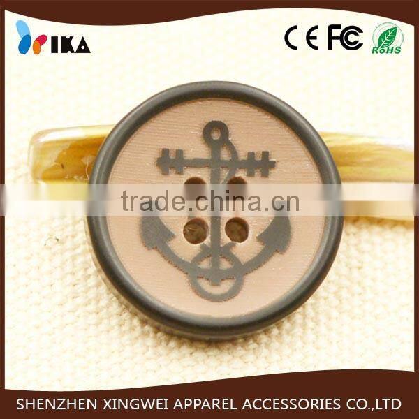 4 hole resin button with customized anchor logo for high end garment