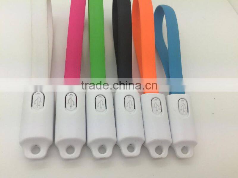 Hot Sale New Cable 20CM Micro USB Cable Mobile Phone Cables With Keychain Ring For Samsung
