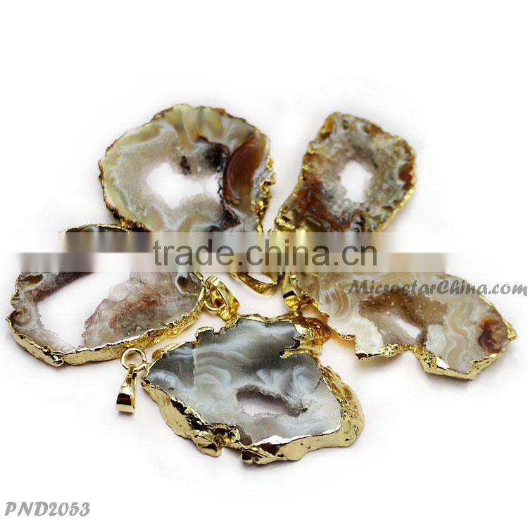 Bright Pink Irregular Nature Stone Pendant