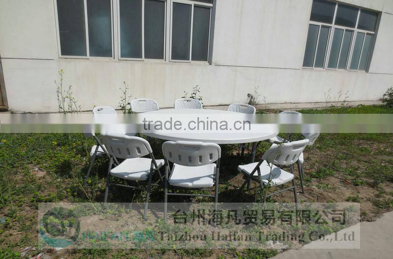 stainless steel bracket PE 6FT outdoor round table for banquet/durable modern round dining table with removable legs