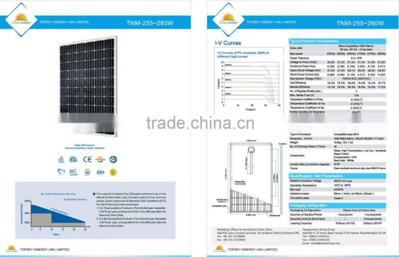 265W-285W MONO solar panels for sale