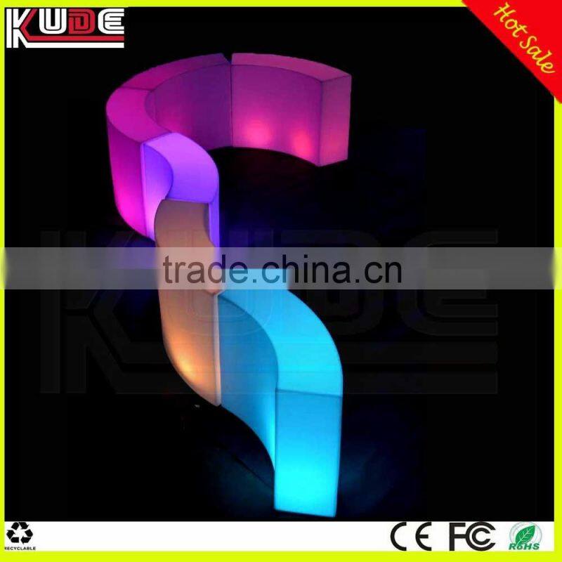 led light up curves bar counter with LED RGB light changing