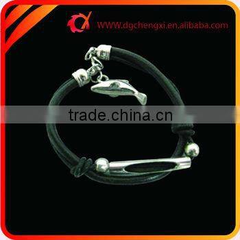 Cool Design Handmade Black Leather Bracelet