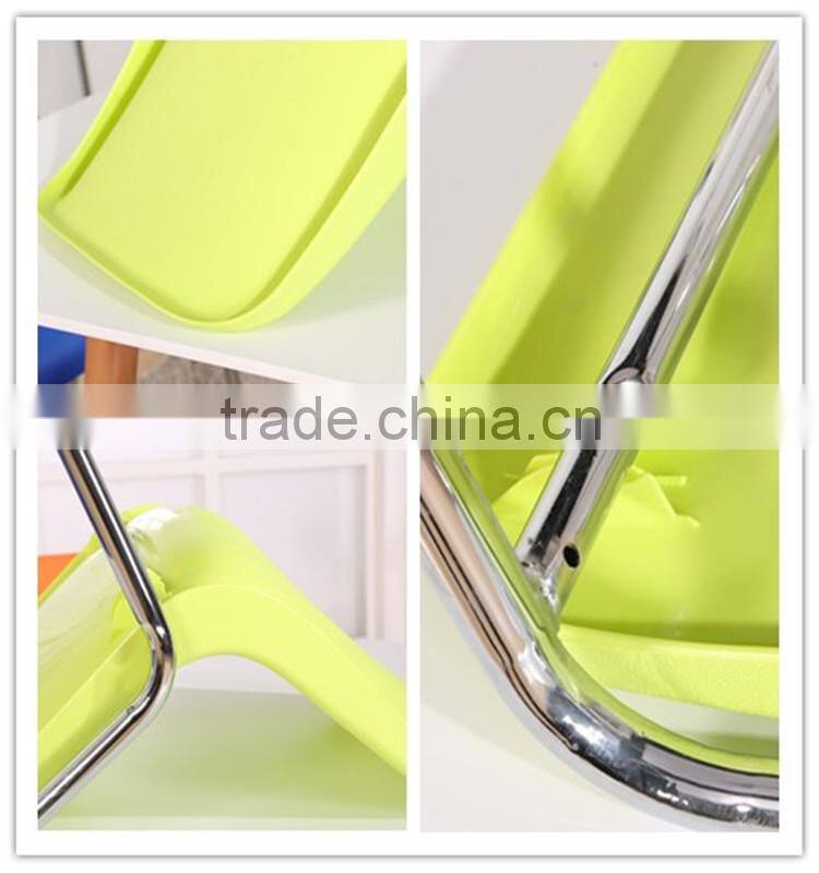 Stackable cheap plastic back metal frame chair legs