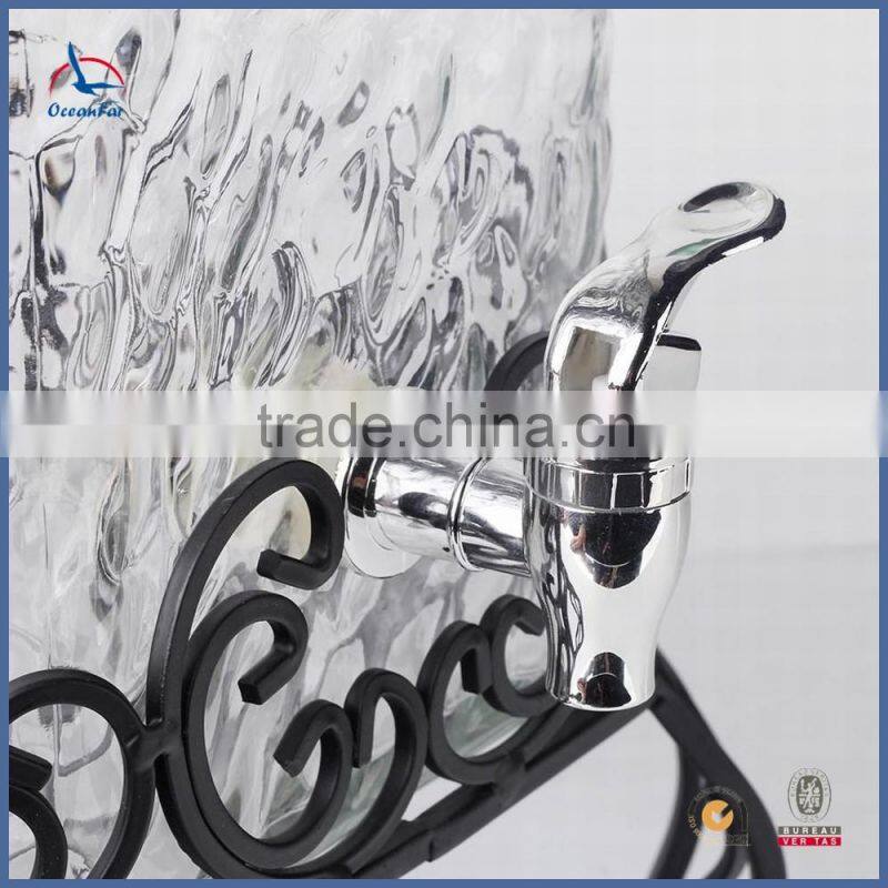 Best Selling Clear Juice Glass Jar Square Glass Water Dispenser Tap Jar With Water Faucet