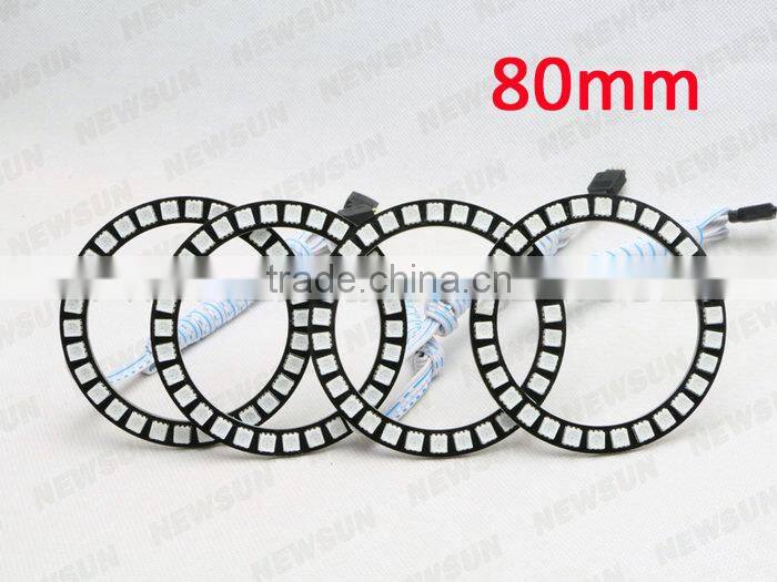 Colorful Change 80mm led rgb angel eyes RGB Multi-Color LED 5050SMD Headlight for all car motors LED Angel Eyes Kits SMD