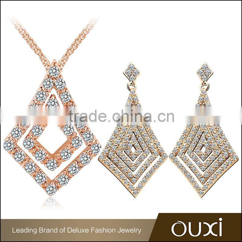 OUXI 2015 wholesale bridal 18k gold zircon fashion jewelry set 11242-2