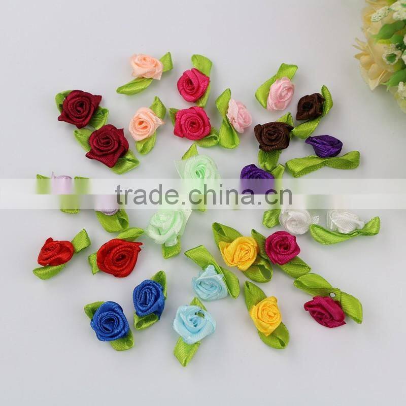 2016 Make Design of Handmade Satin Material Ribbon Lingerie Flowers 500 piece/lot